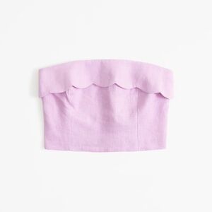 Premium Linen Strapless Scallop Set Top